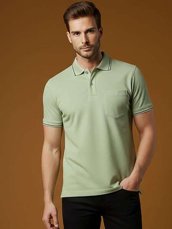 men solid short sleeve polo t-shirt