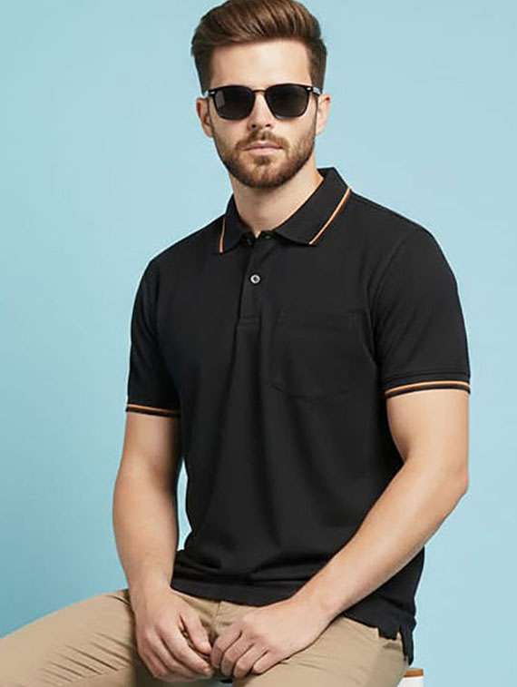 men solid short sleeve polo t-shirt