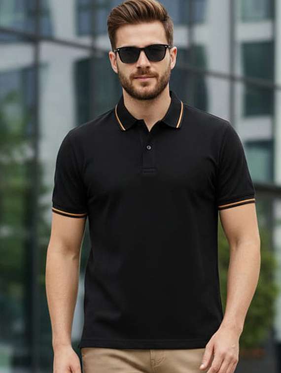 men solid short sleeve polo t-shirt