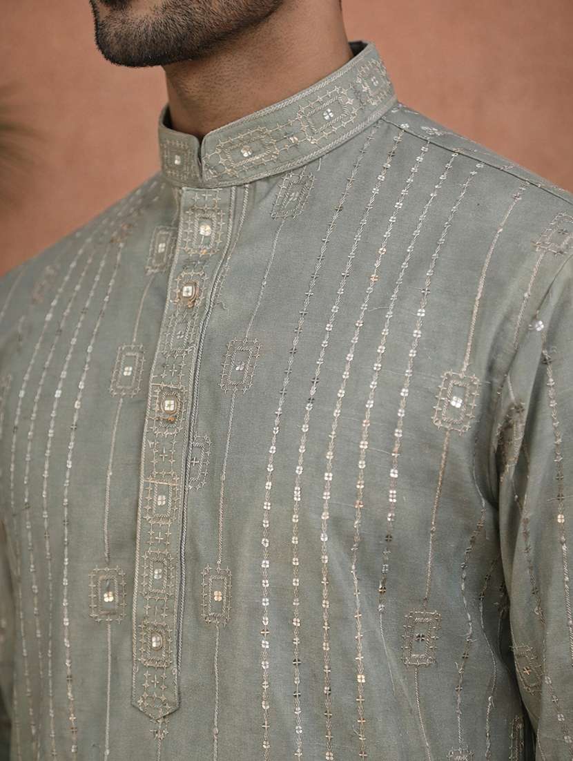 men embellished mandarin collar long kurta - 22377507 -  Standard Image - 5