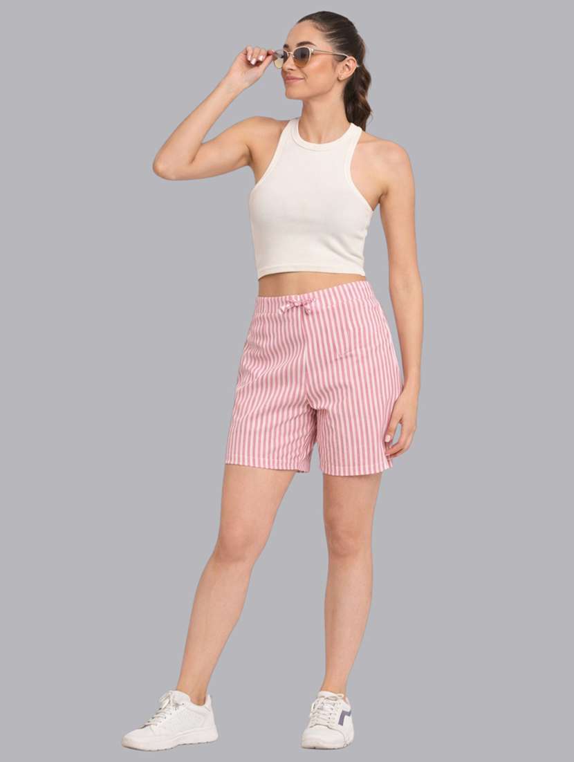 women striped mid rise shorts - 22377554 -  Standard Image - 3