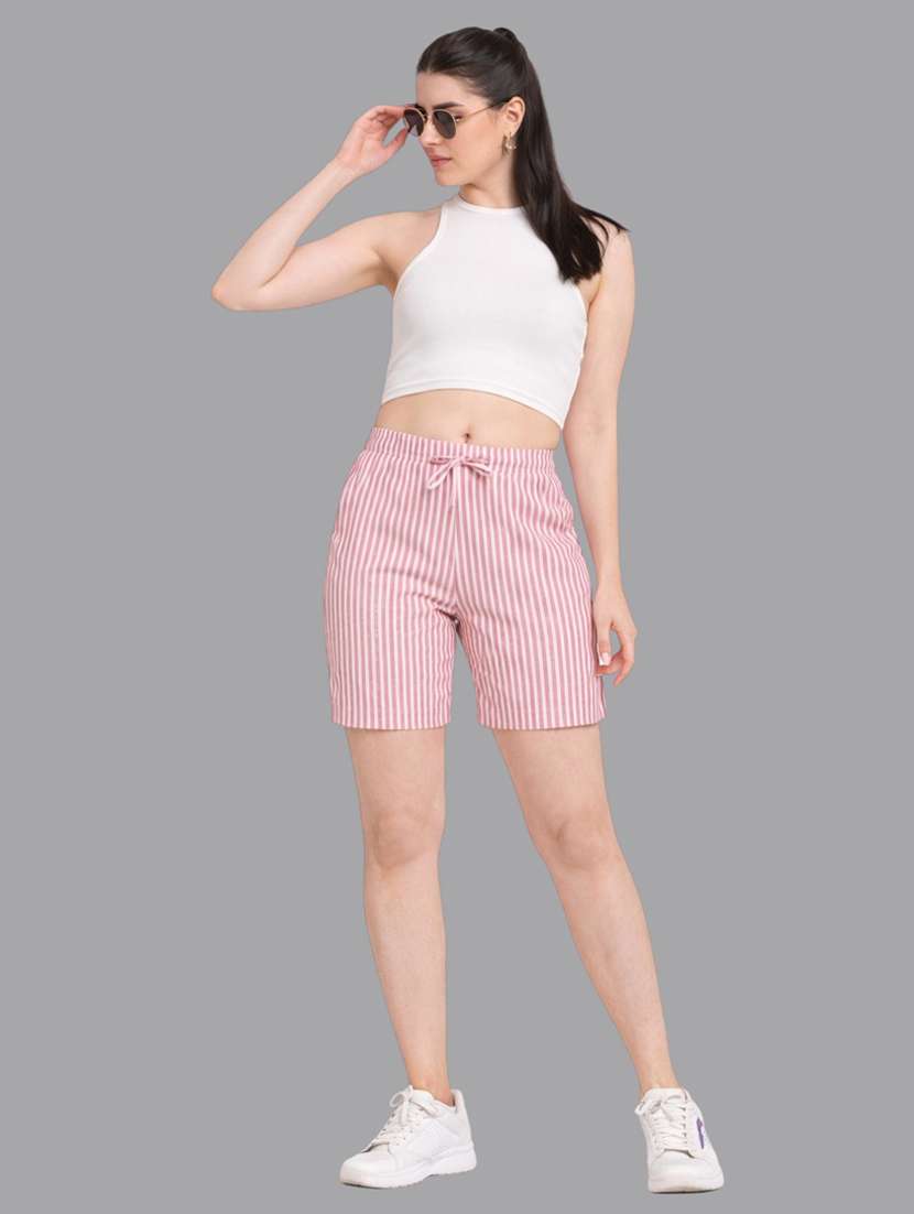 women striped mid rise shorts - 22377557 -  Standard Image - 3