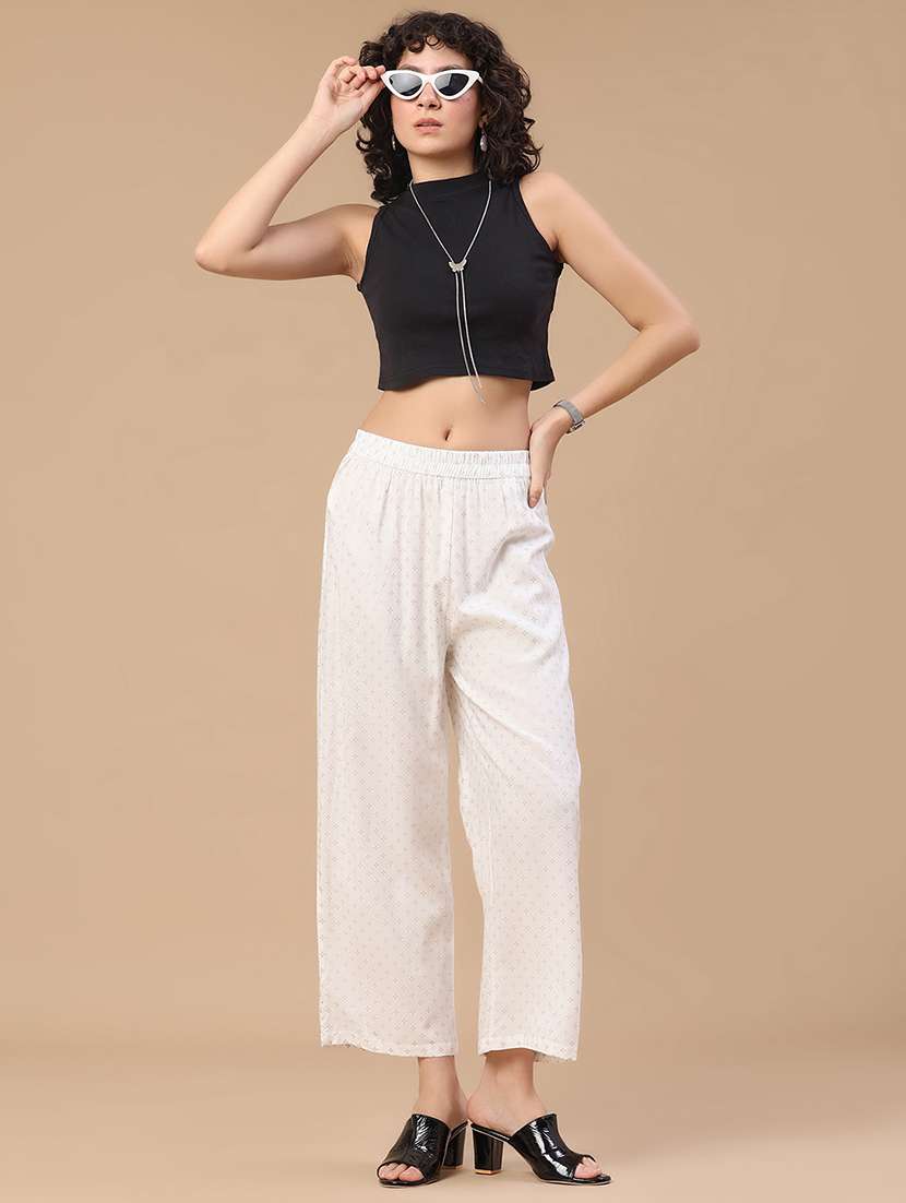 women printed mid rise straight fit palazzo - 22377651 -  Standard Image - 5