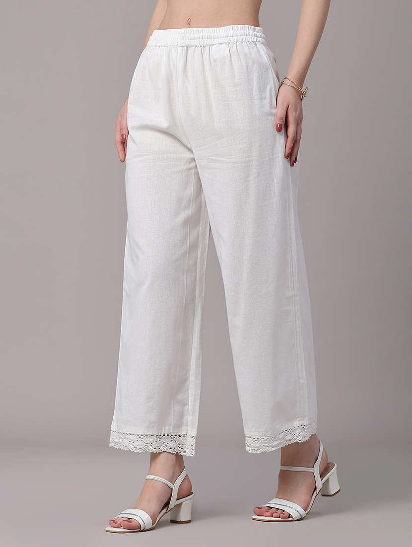 women solid mid rise straight pant - 22377653 -  Standard Image - 3