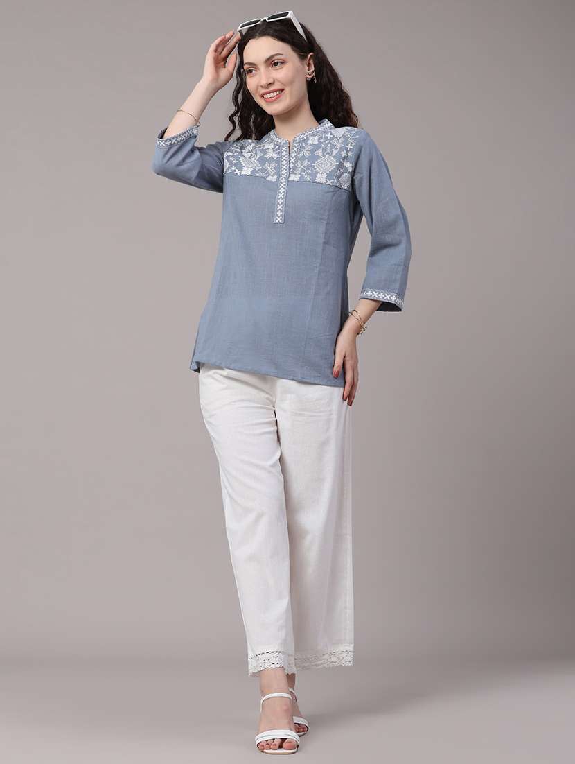 women solid mid rise straight pant - 22377653 -  Standard Image - 5