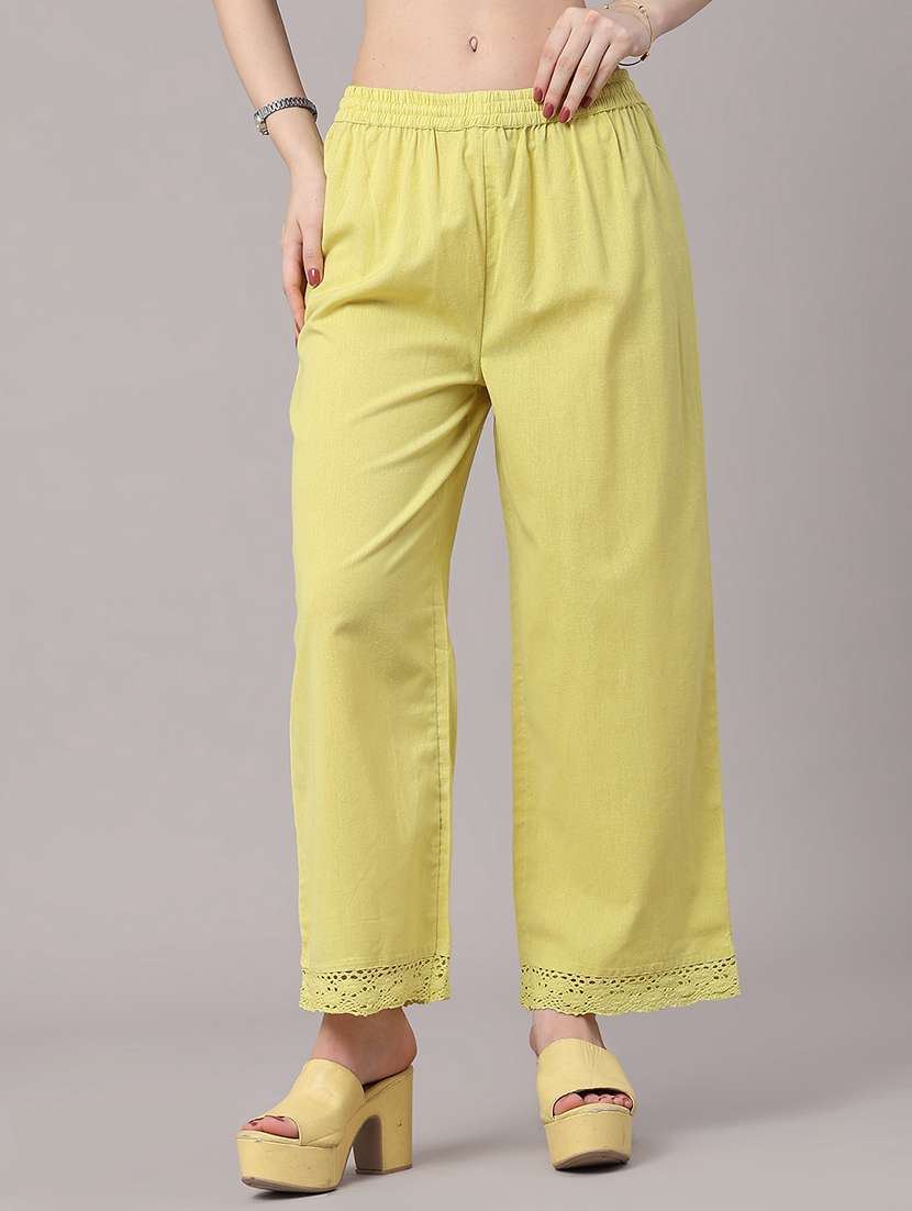 women printed mid rise straight fit palazzo