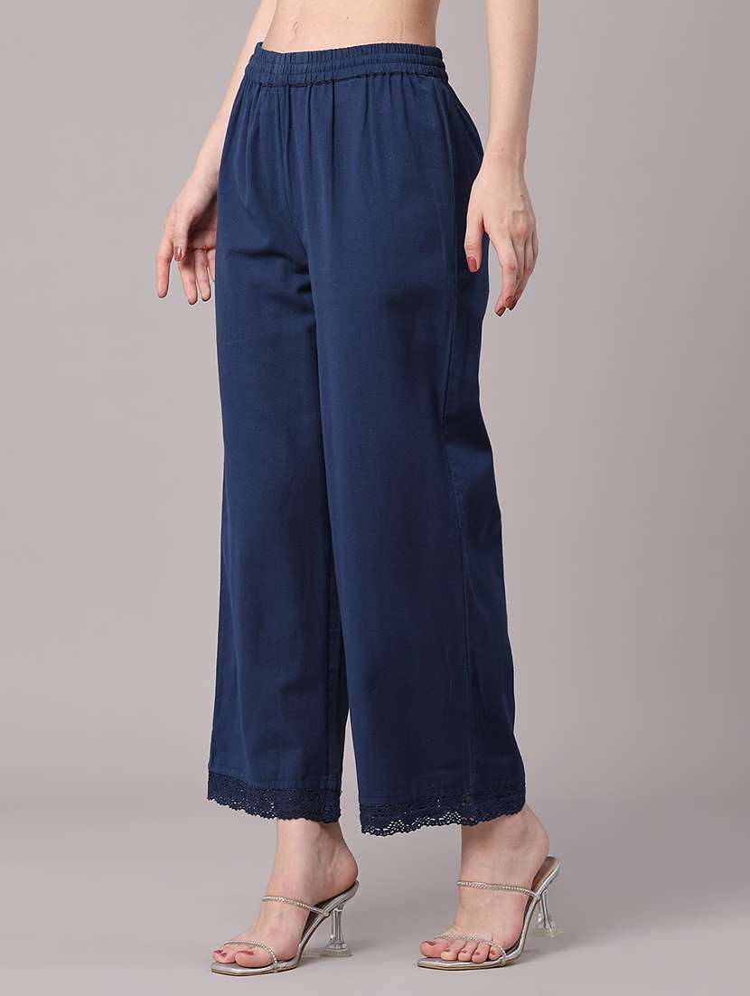 women solid mid rise straight pant - 22377656 -  Standard Image - 3