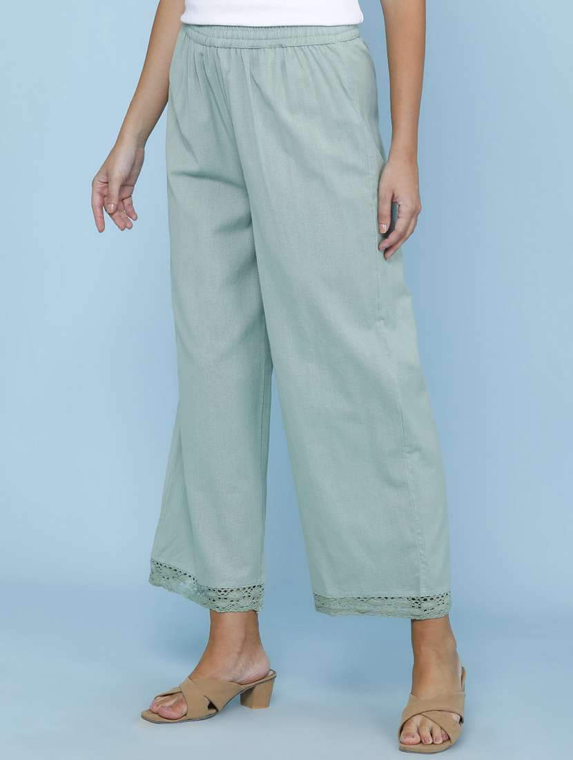 women solid mid rise straight pant - 22377658 -  Standard Image - 3