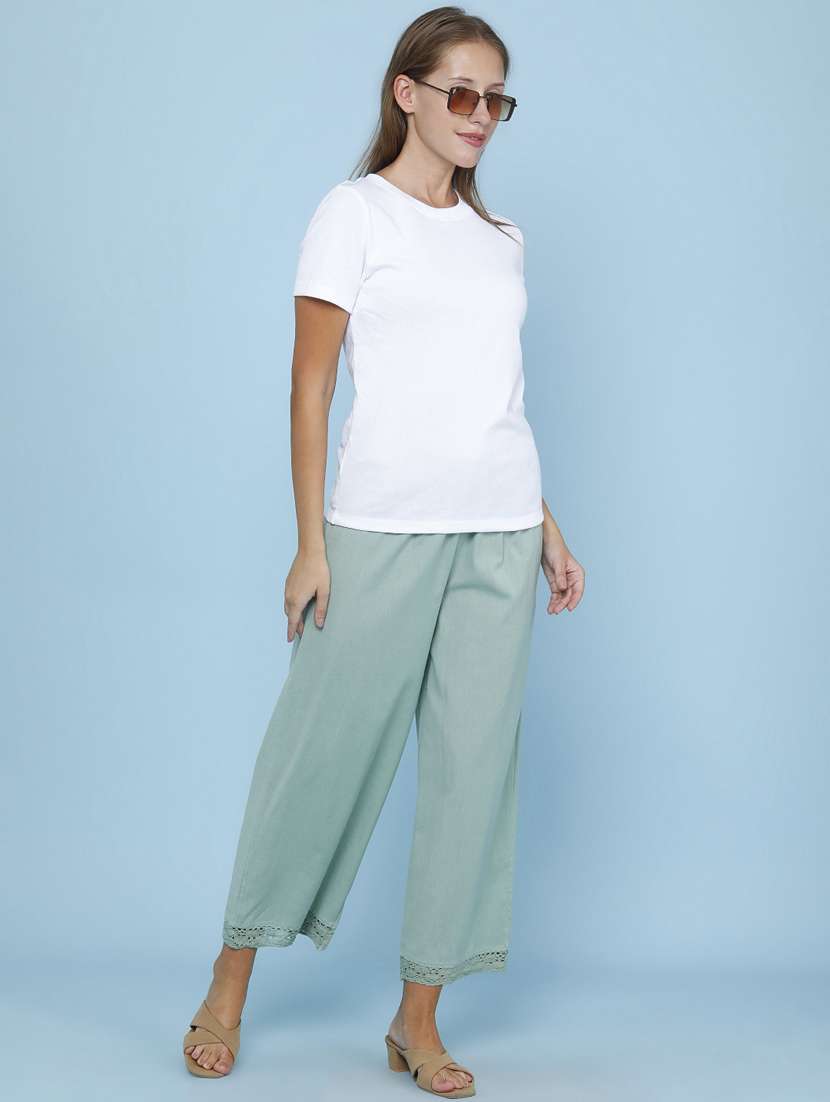 women solid mid rise straight pant - 22377658 -  Standard Image - 5