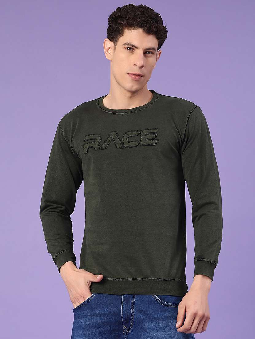 olive cotton blend plain tshirt