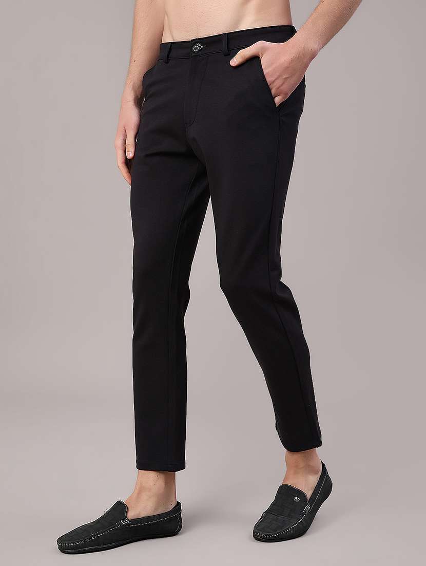 Black Cotton Chinos Casual Trousers - 22377732 -  Standard Image - 3