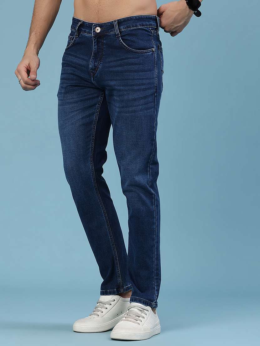 men washed mid rise slim fit jeans