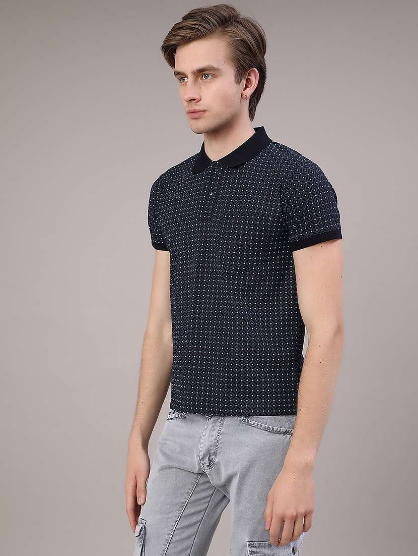 navy blue cotton blend plain tshirt - 22377809 -  Standard Image - 3