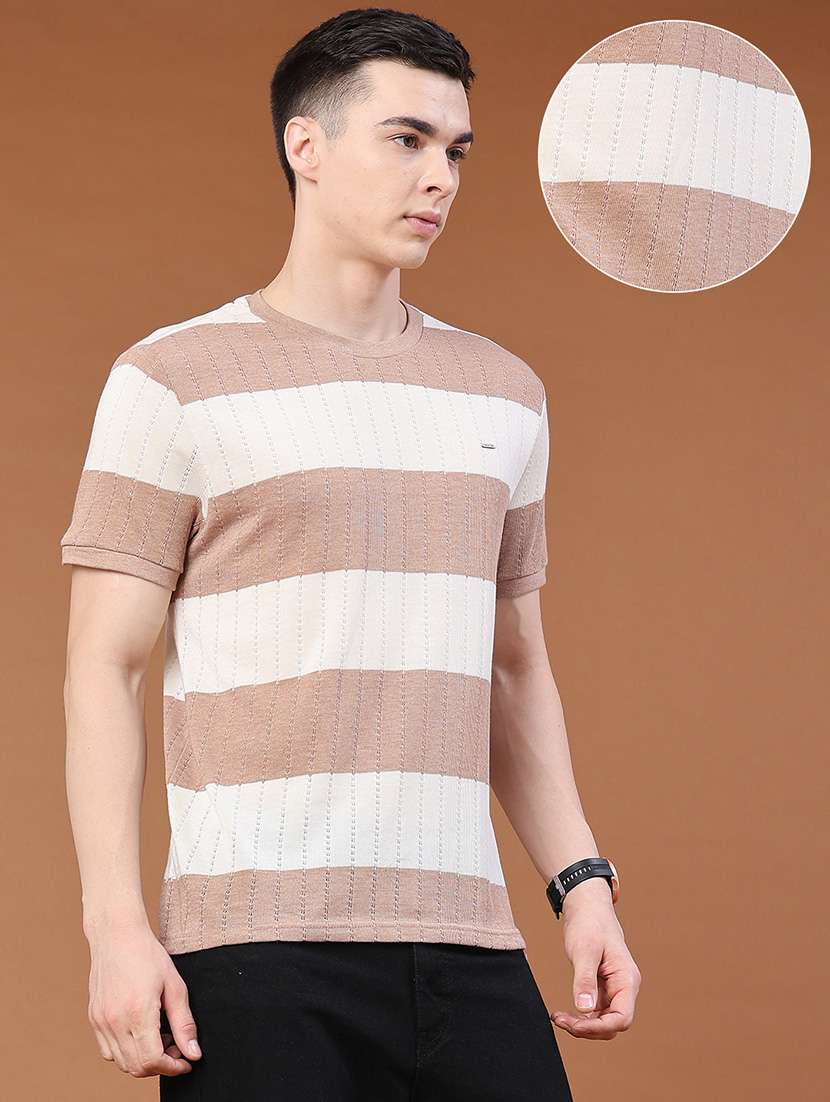 men striped round neck regular fit t-shirt - 22377814 -  Standard Image - 3