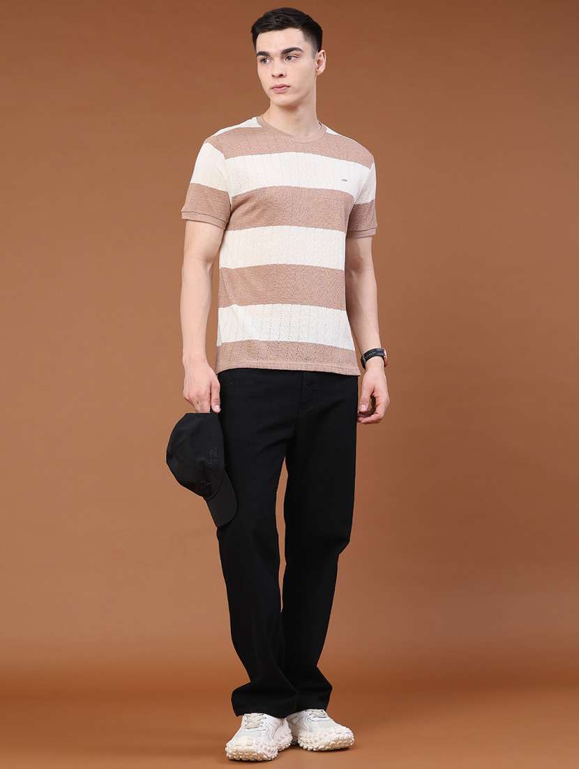 men striped round neck regular fit t-shirt - 22377814 -  Standard Image - 5