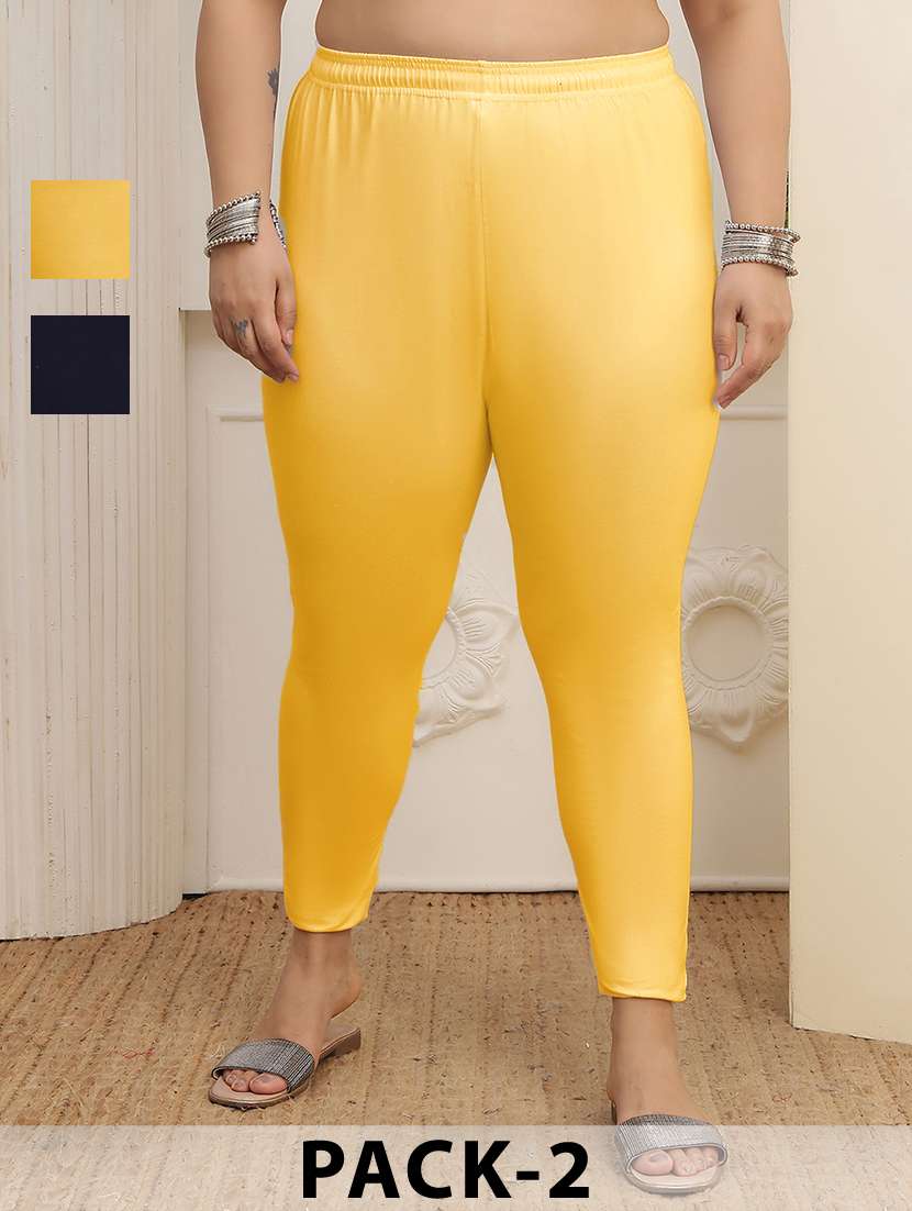 women pack of 2 plus size solid mid rise legging