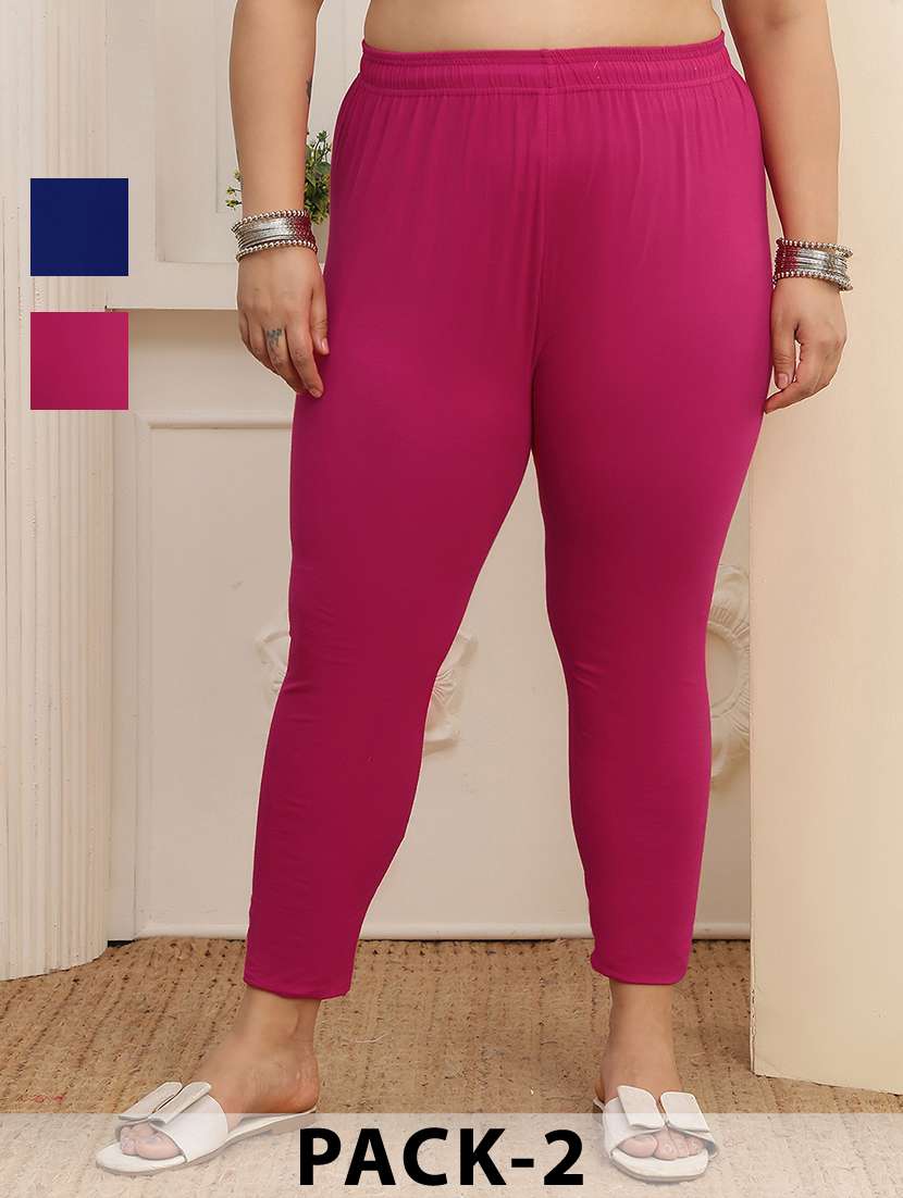 women pack of 2 plus size solid mid rise legging
