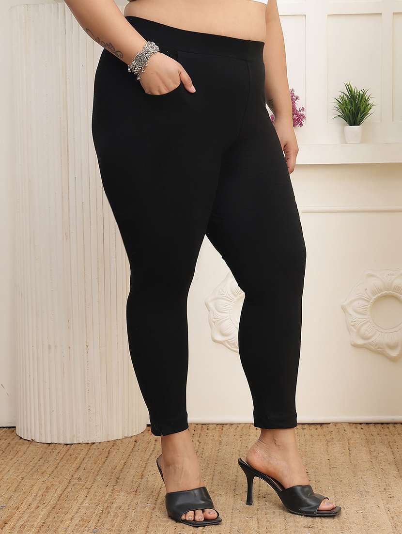 women pack of 2 plus size solid mid rise legging - 22378026 -  Standard Image - 3
