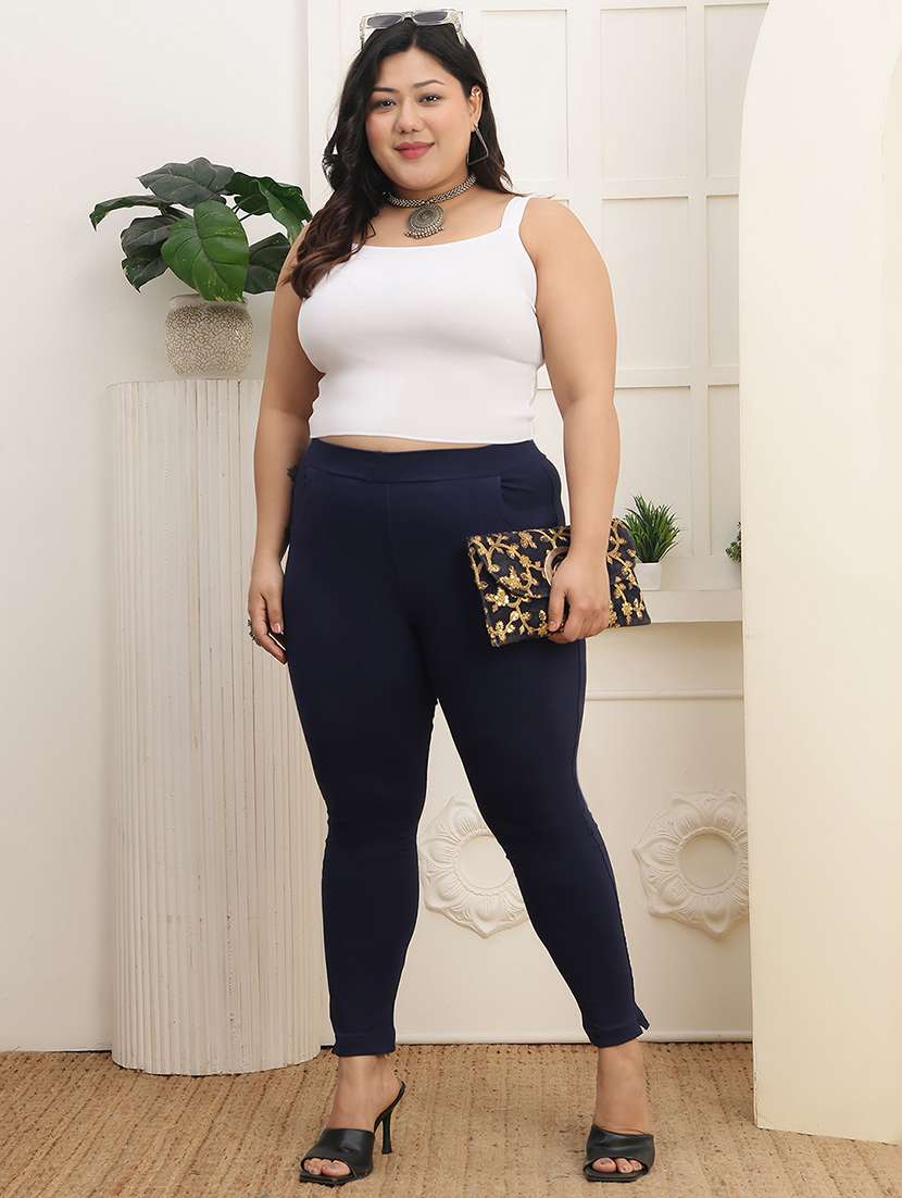 women pack of 2 plus size solid mid rise legging - 22378090 -  Standard Image - 5