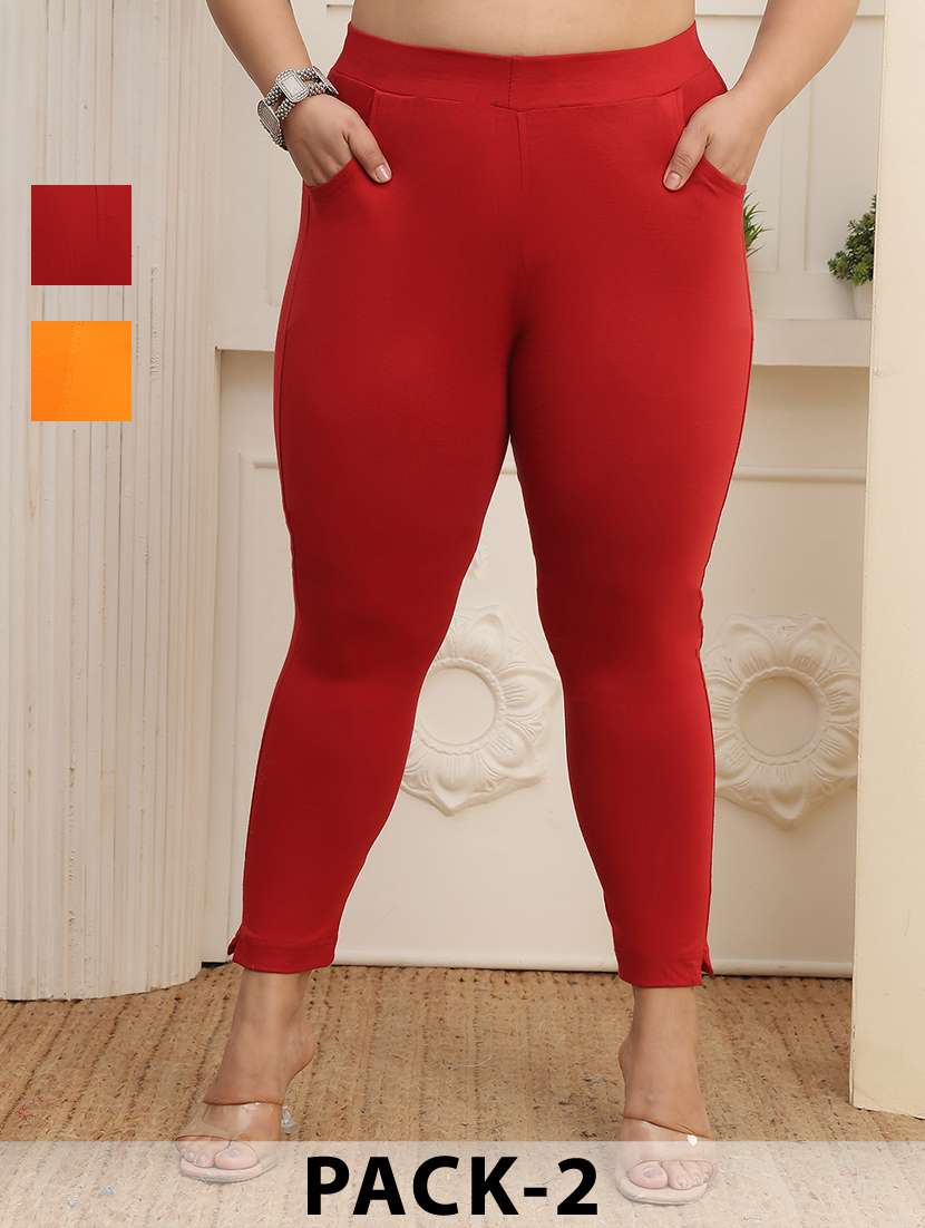 women pack of 2 plus size solid legging