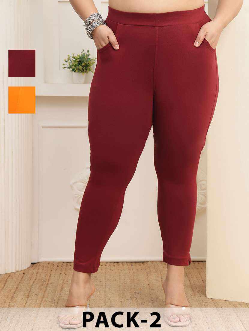 women pack of 2 plus size solid legging