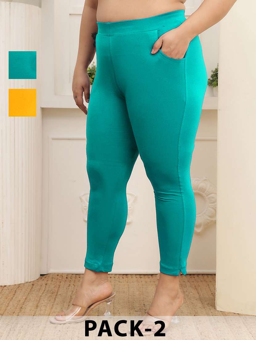 women pack of 2 plus size solid legging