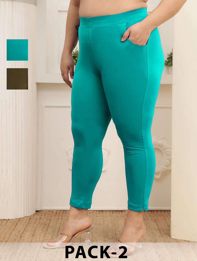 women pack of 2 plus size solid legging
