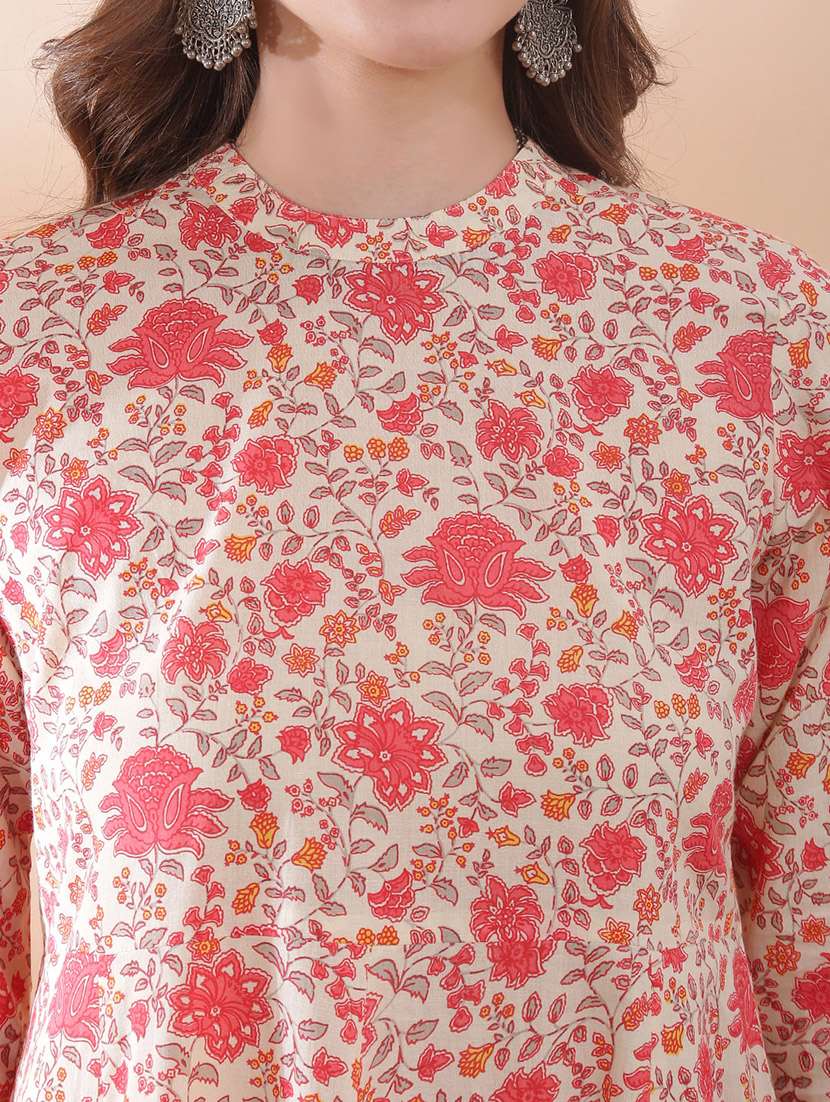 women floral three quarter sleeve kurta pant set - 22378246 -  Standard Image - 5