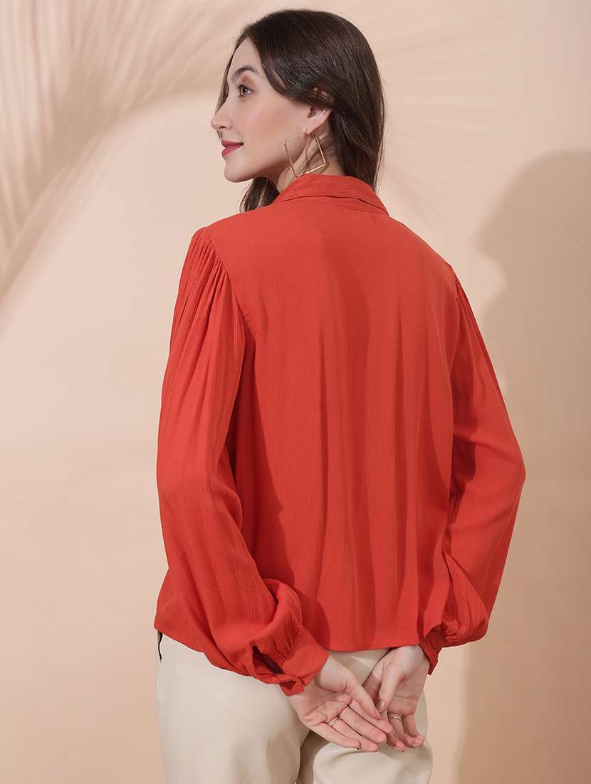 women solid collared long sleeve shirt - 22378261 -  Standard Image - 3