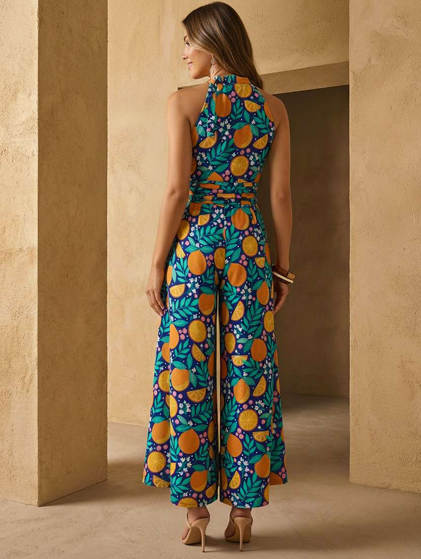 women printed halter neck sleeveless jumpsuit - 22378263 -  Standard Image - 3