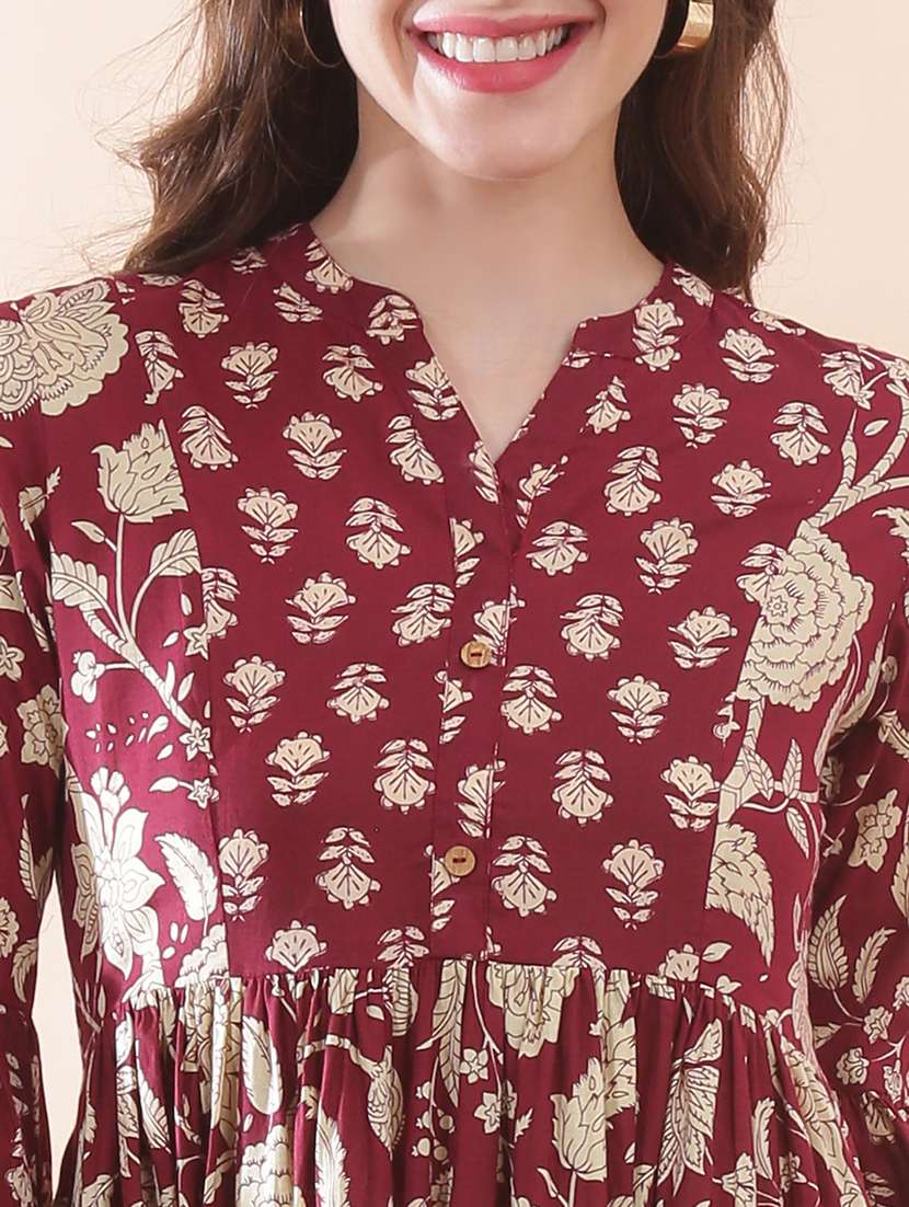 women floral printed bell sleeve ethnic dress - 22378272 -  Standard Image - 5