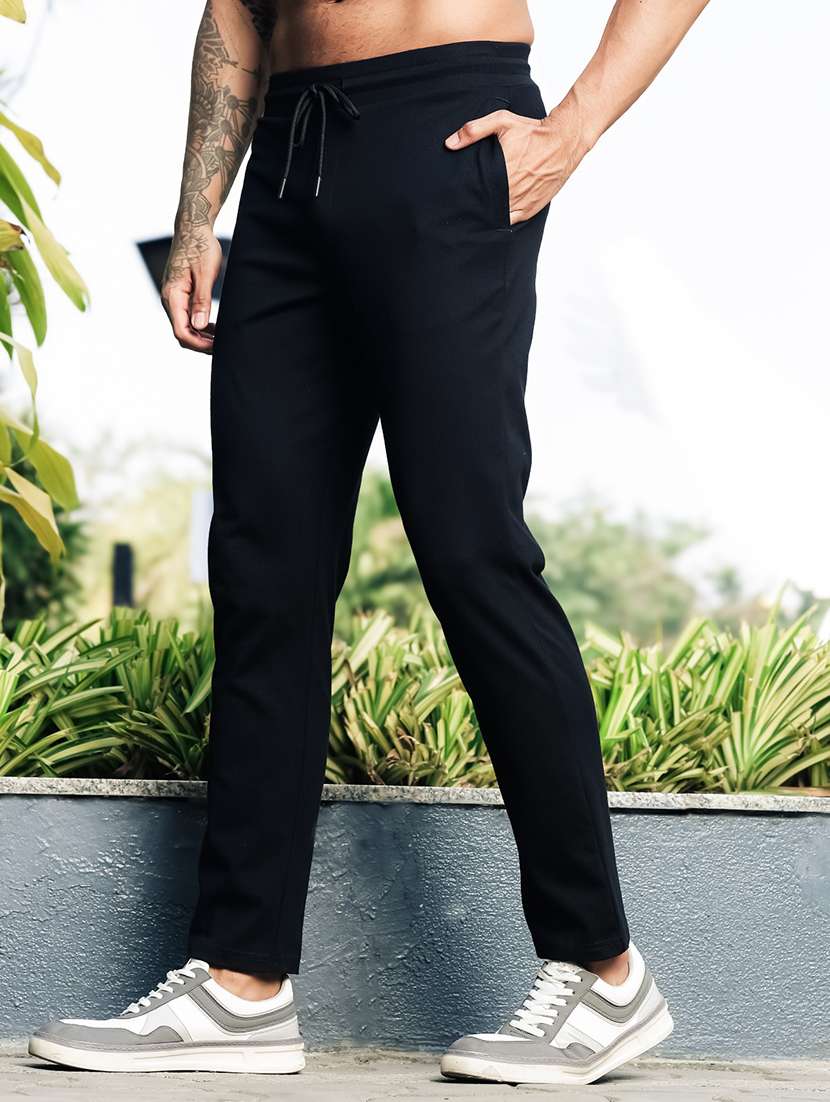 men solid mid rise track pant - 22378289 -  Standard Image - 3