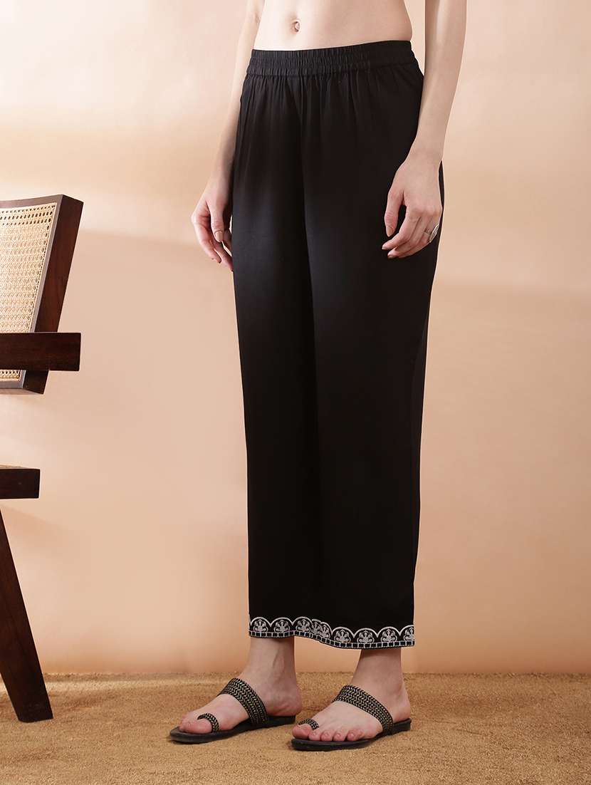 women solid with work three quarter sleeve kurta pant with dupatta set - 22378308 -  Standard Image - 5