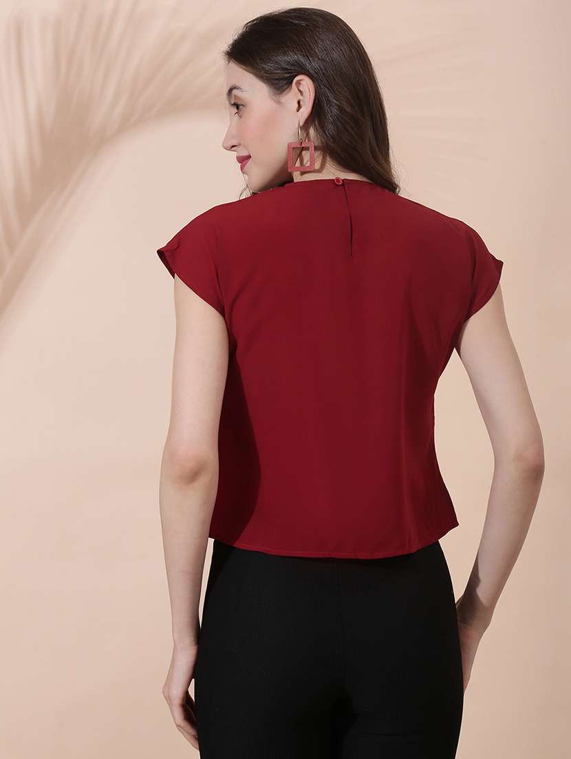 women solid cap sleeve crop top - 22378314 -  Standard Image - 3