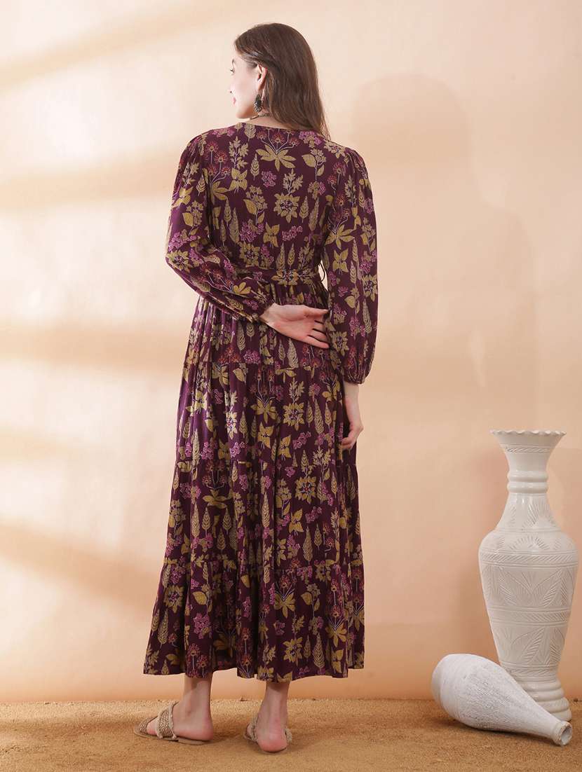 women floral puff sleeve tiered maxi dress - 22378330 -  Standard Image - 3