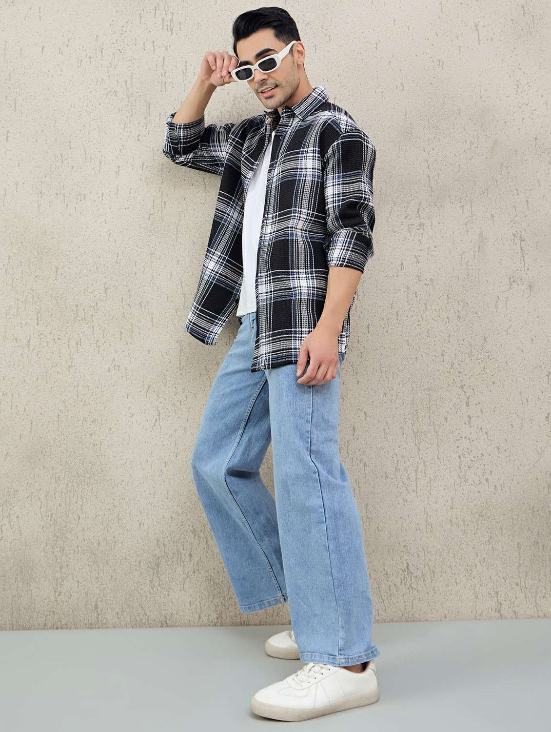 men checkered long sleeve oversized casual shirt - 22378374 -  Standard Image - 5