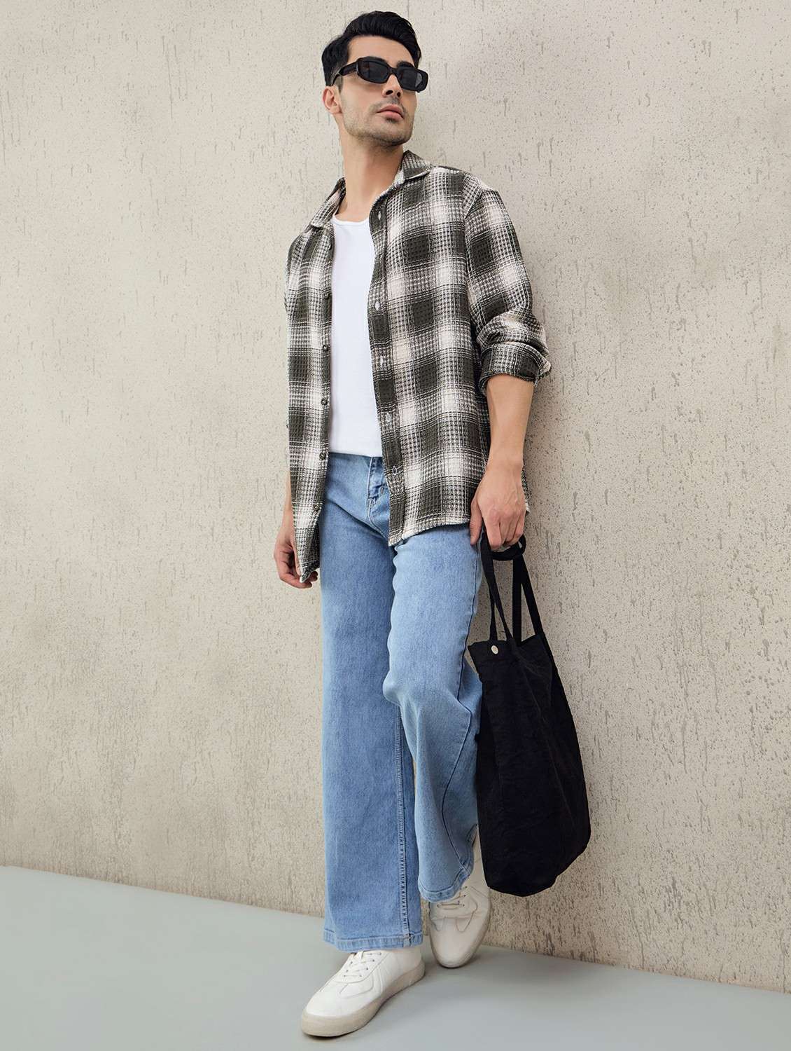 men checkered long sleeve oversized casual shirt - 22378376 -  Standard Image - 5