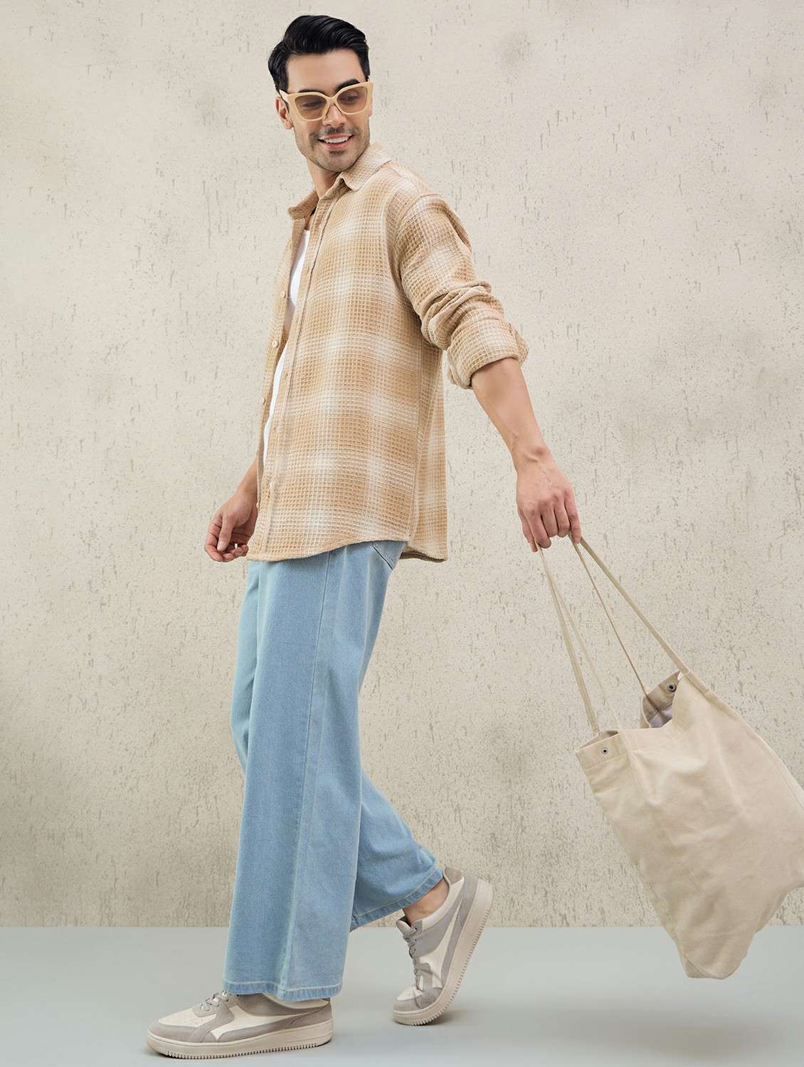 men checkered long sleeve oversized casual shirt - 22378377 -  Standard Image - 5