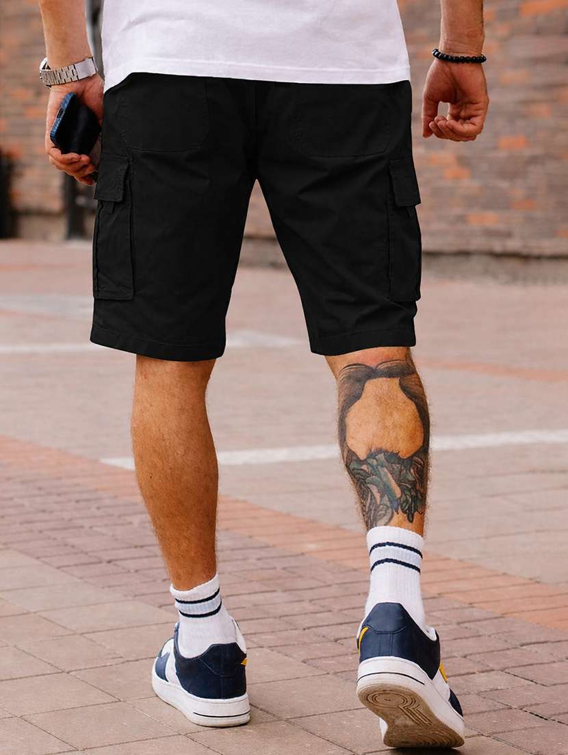 men solid mid rise regular fit cargo shorts - 22378532 -  Standard Image - 3