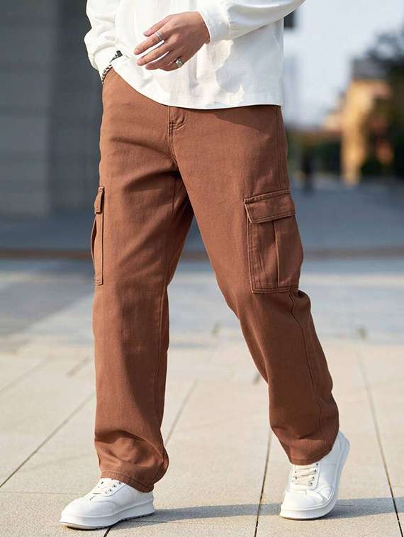 men solid mid rise relaxed fit cargo - 22378552 -  Standard Image - 3