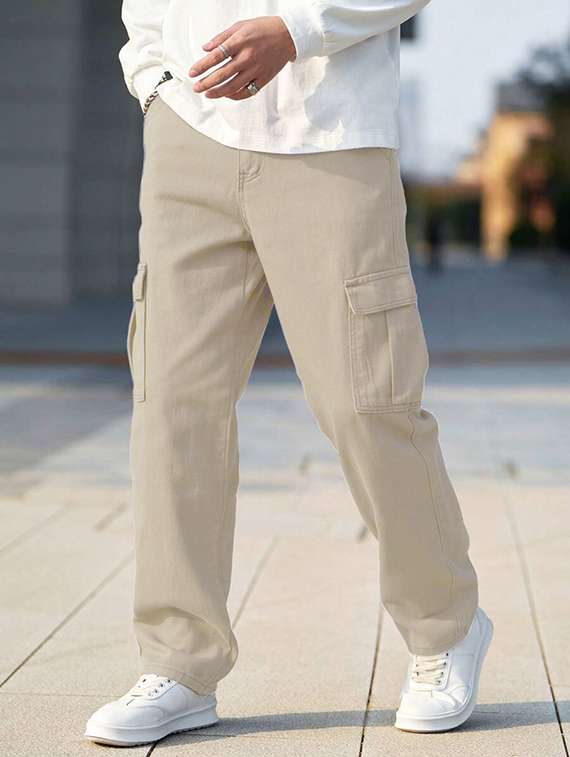 men solid mid rise relaxed fit cargo - 22378554 -  Standard Image - 3