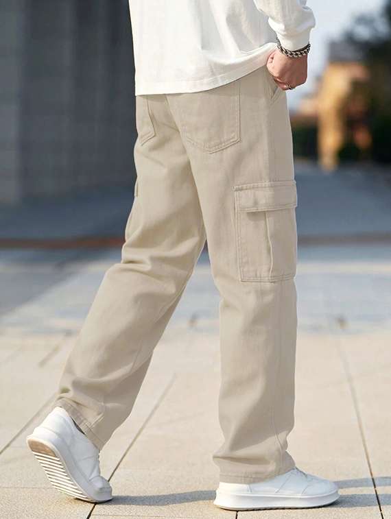 men solid mid rise relaxed fit cargo - 22378554 -  Standard Image - 5