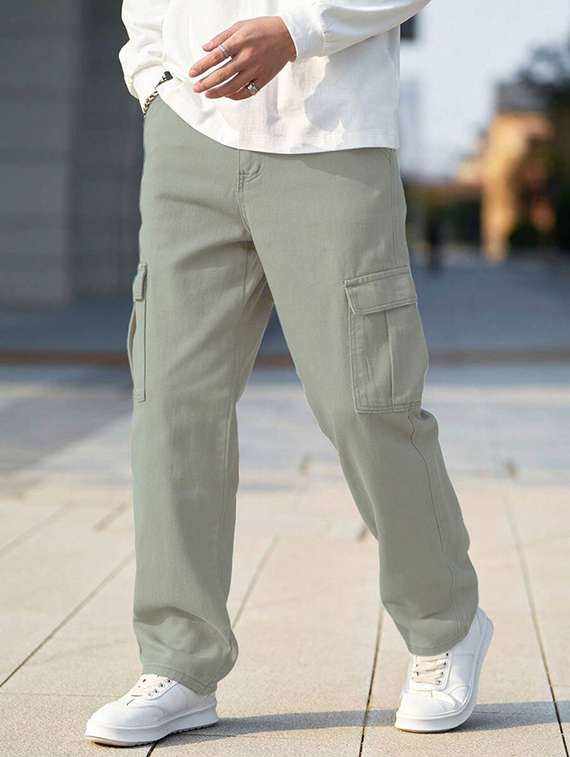 men solid mid rise relaxed fit cargo - 22378555 -  Standard Image - 3