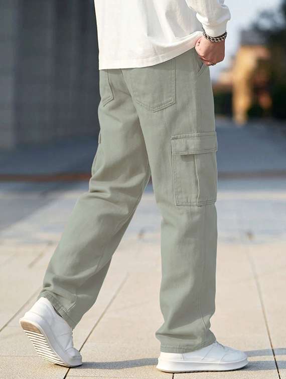 men solid mid rise relaxed fit cargo - 22378555 -  Standard Image - 5