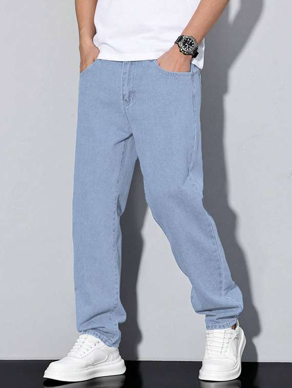 men plain mid rise full length relaxed fit jeans - 22378562 -  Standard Image - 3