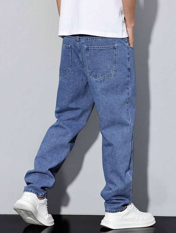 men plain mid rise full length relaxed fit jeans - 22378563 -  Standard Image - 5