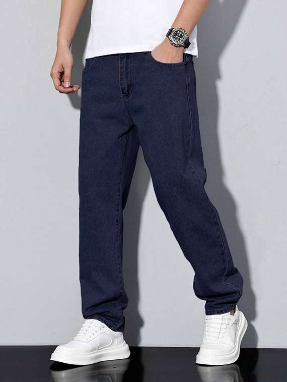 men plain mid rise full length relaxed fit jeans - 22378564 -  Standard Image - 3