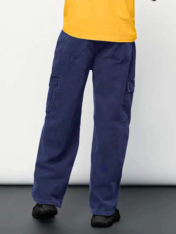 men solid mid rise baggy cargo - 22378580 -  Standard Image - 3