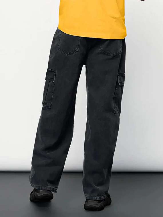 men solid mid rise baggy cargo - 22378581 -  Standard Image - 3