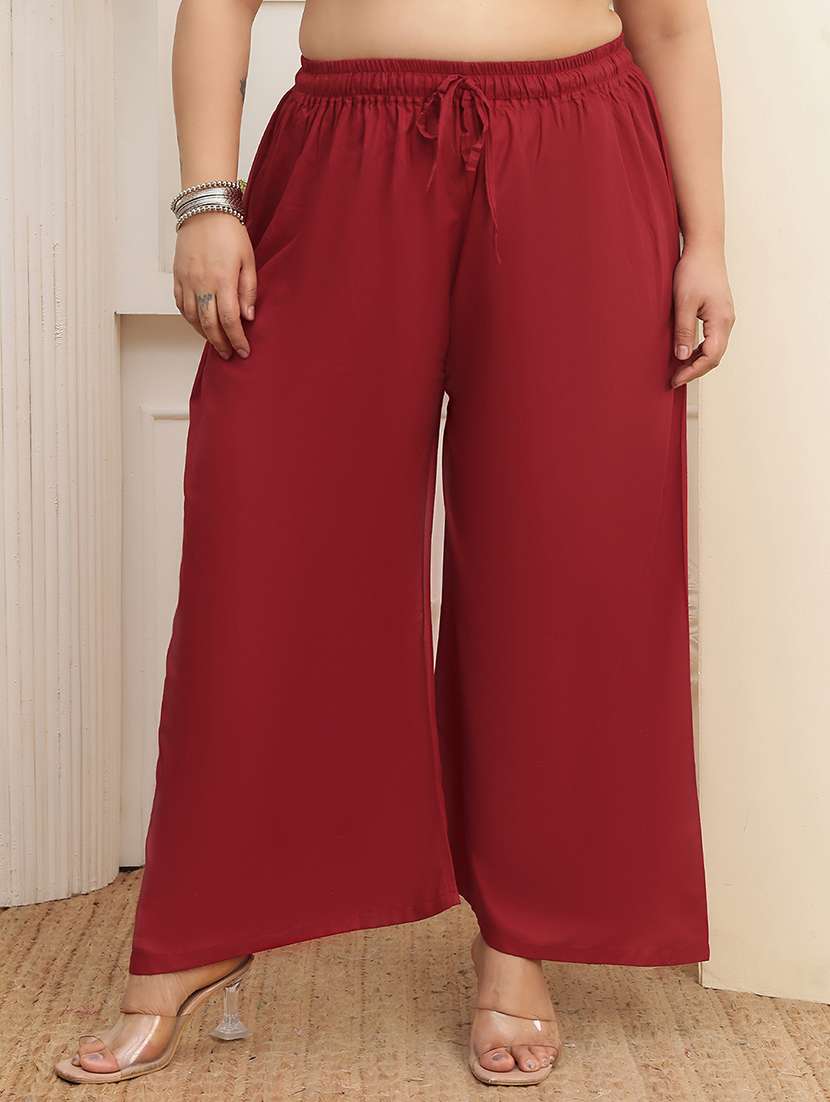 maroon rayon palazzos